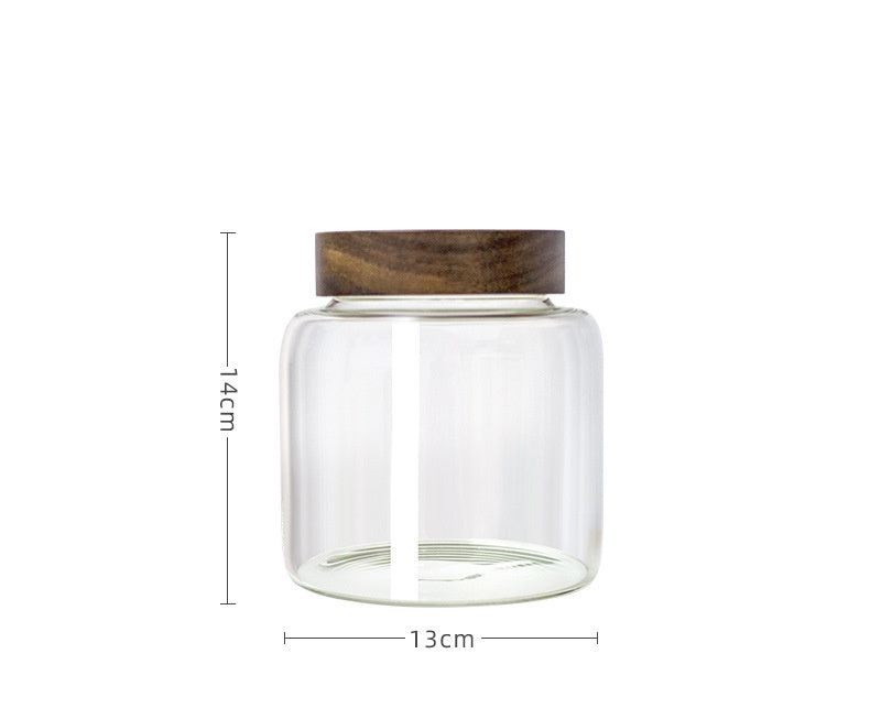 Grand bocal de rangement avec couvercle en bois d'acacia