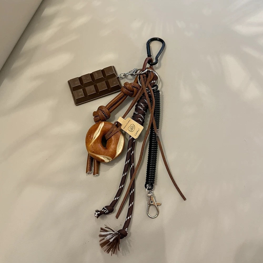 Brown Cute Chocolate Climbing Rope Keychain