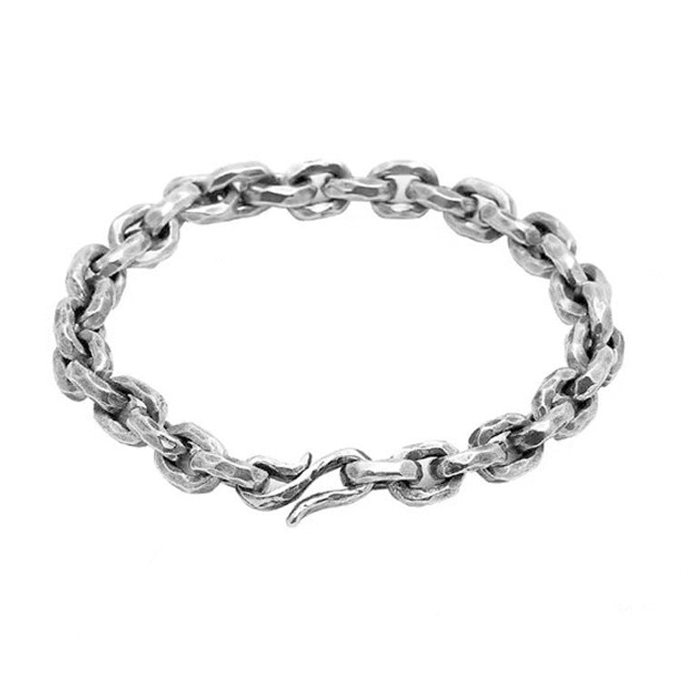 Hand Hammered Tone Bracelet Thai Silver Vintage Men