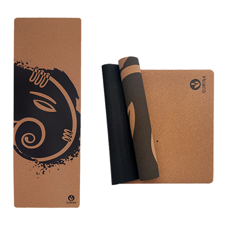 Tapis de Yoga Imprimé Liège Sport Minceur Caoutchouc Naturel Antidérapant Yoga