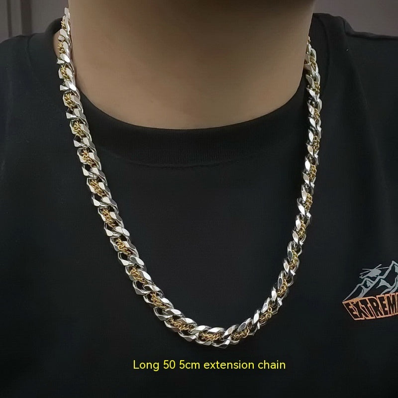 Cuban Golden Titanium Steel Male Clavicle Chain