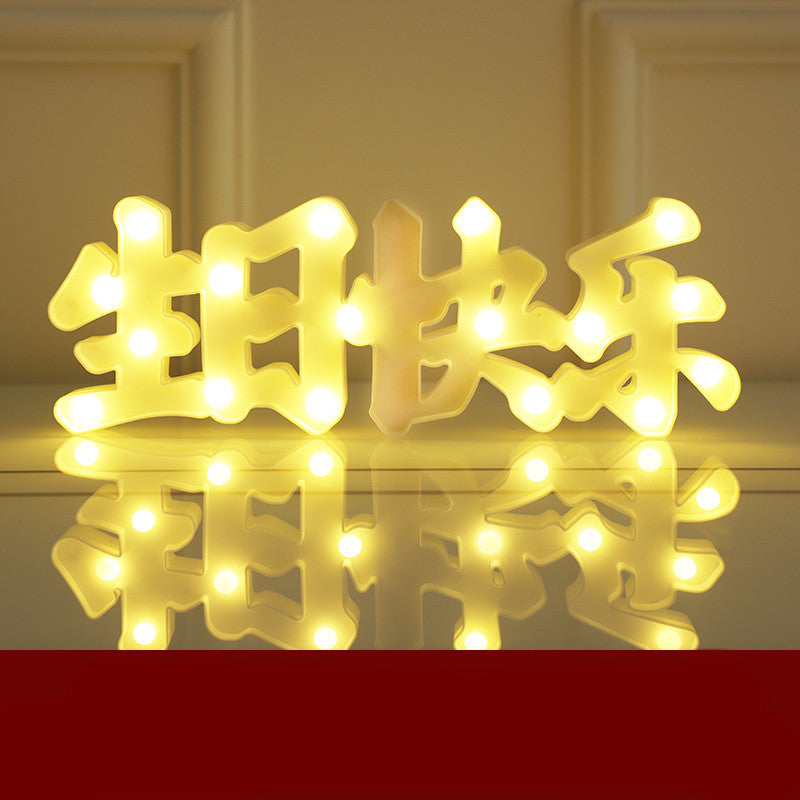 Lettres Lumineuses LED Joyeux Anniversaire Demande en Mariage Décoration