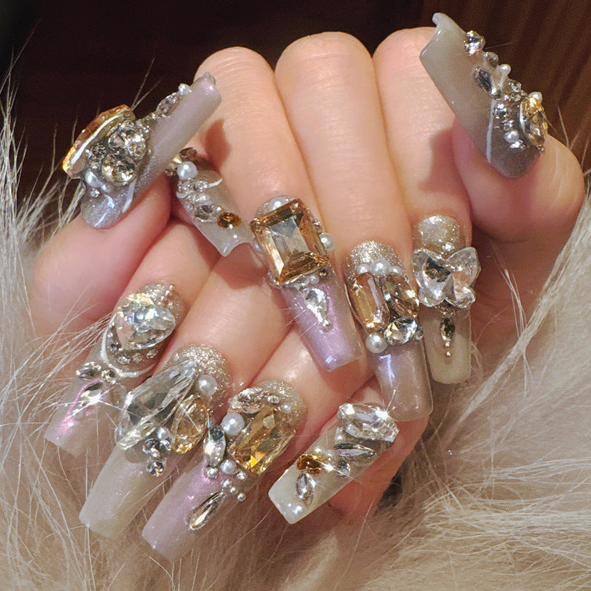 Wear Nail Heavy Industry Luxury Rhinestone Lucky Manicure Handmade Phototherapy Sealing Layer
