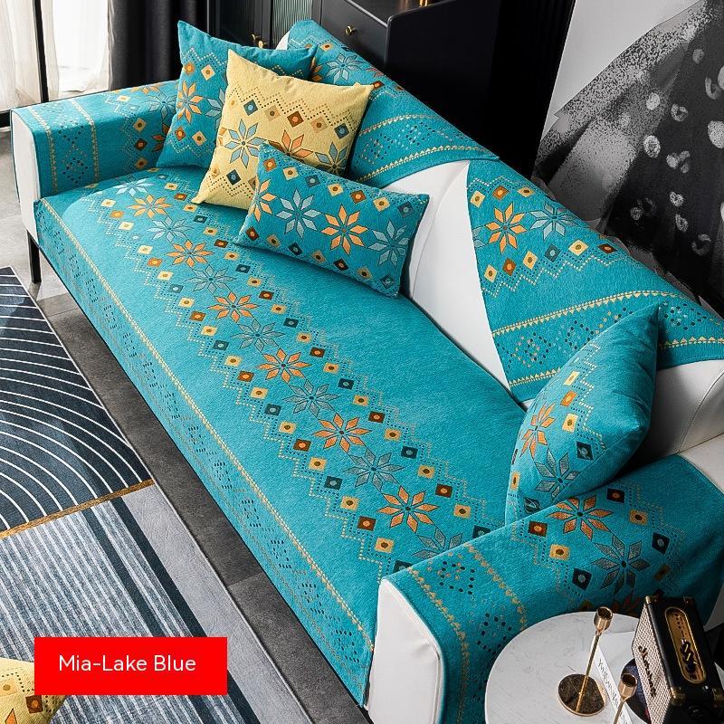 Coussin de canapé bohème universel quatre saisons en chenille antidérapante