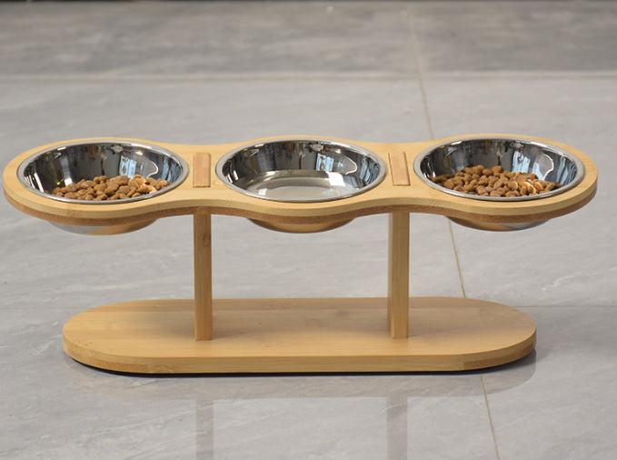 Gamelle Verticale Amovible en Bois avec Protection du Cou pour Animaux