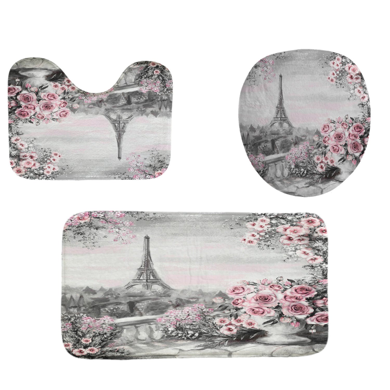 3D Digital Printing Home Decoration Paris Tower Shower Curtain