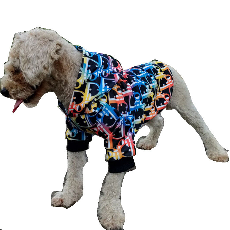 Sweat à capuche pour animaux de compagnie avec imprimé lettre colorée