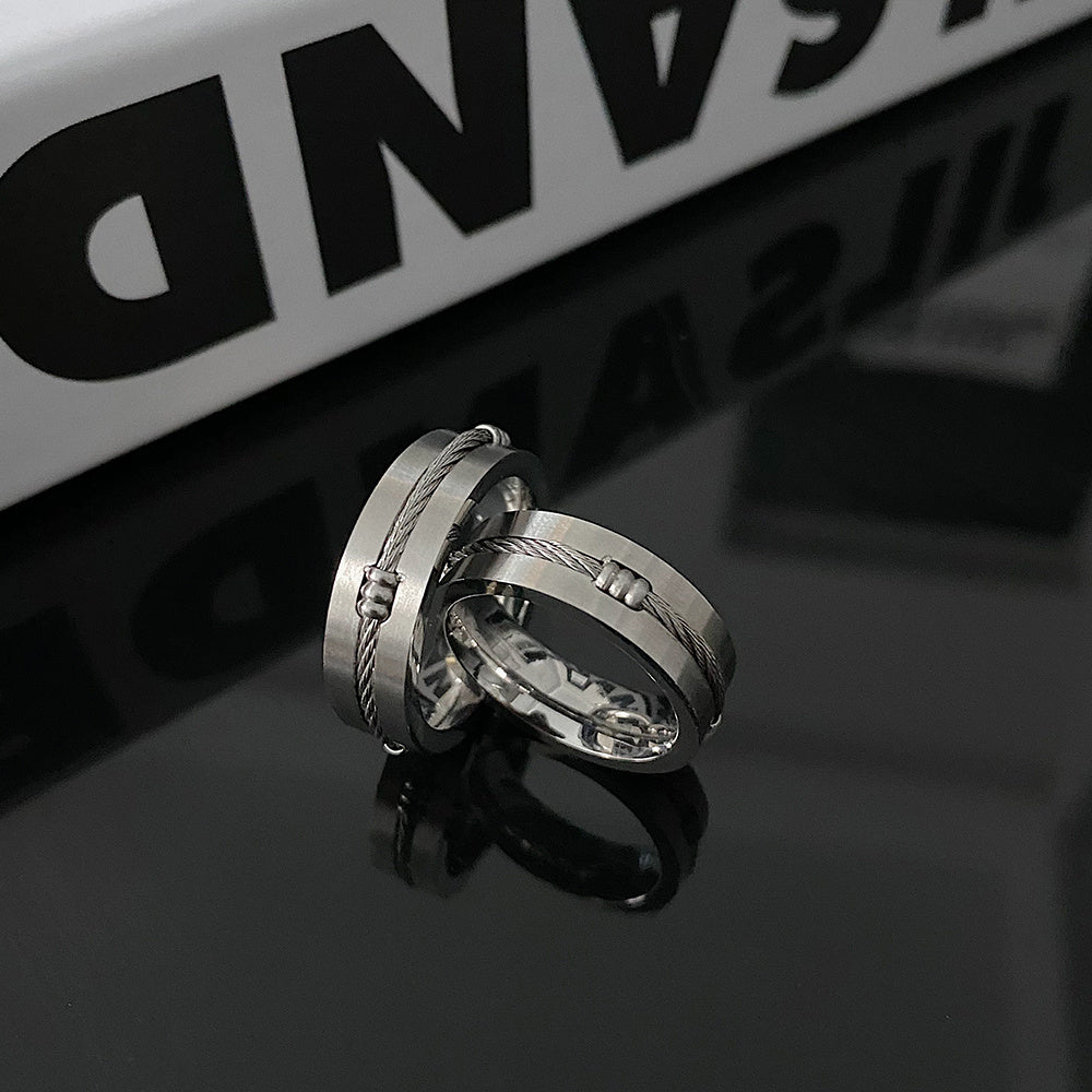 Titanium Steel Colorless Simple Hip Hop Ring