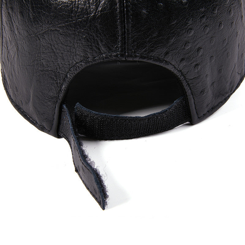 Casquette de baseball en cuir de vachette motif autruche chaude pour hommes
