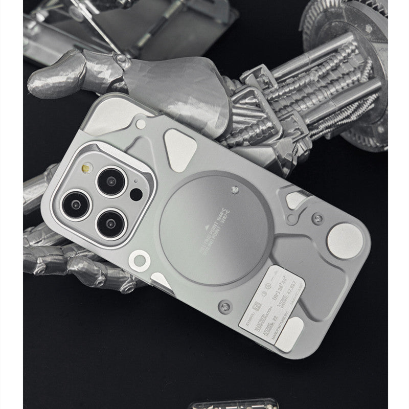 Electroplated Mechanical Silver Phone Case Personalized Magnetic Bracket
