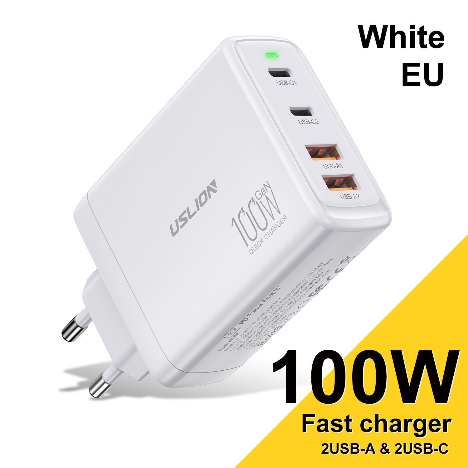 Chargeur à charge rapide 4 ports en nitrure de gallium 100 W
