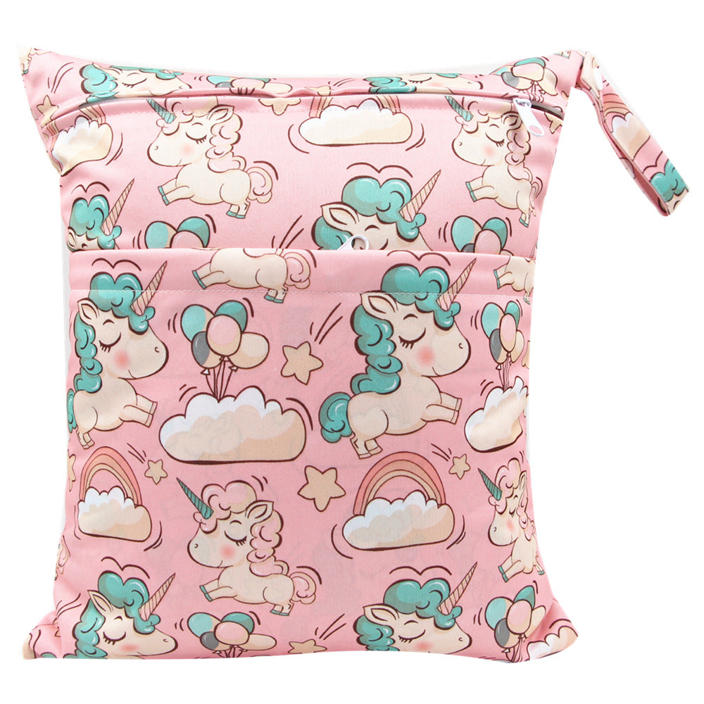 Diaper Bag 30 36cm Baby Double Zipper Printing Waterproof Diaper Bag