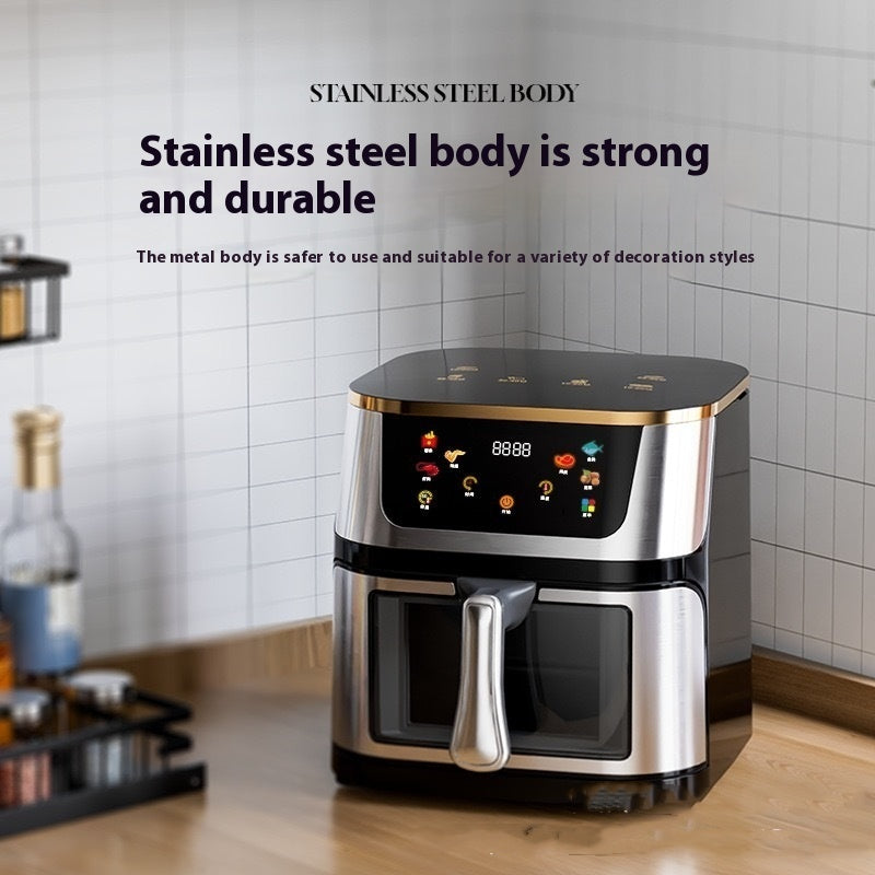 12L English Large Capacity Visible Stainless Steel Household Air Fryer