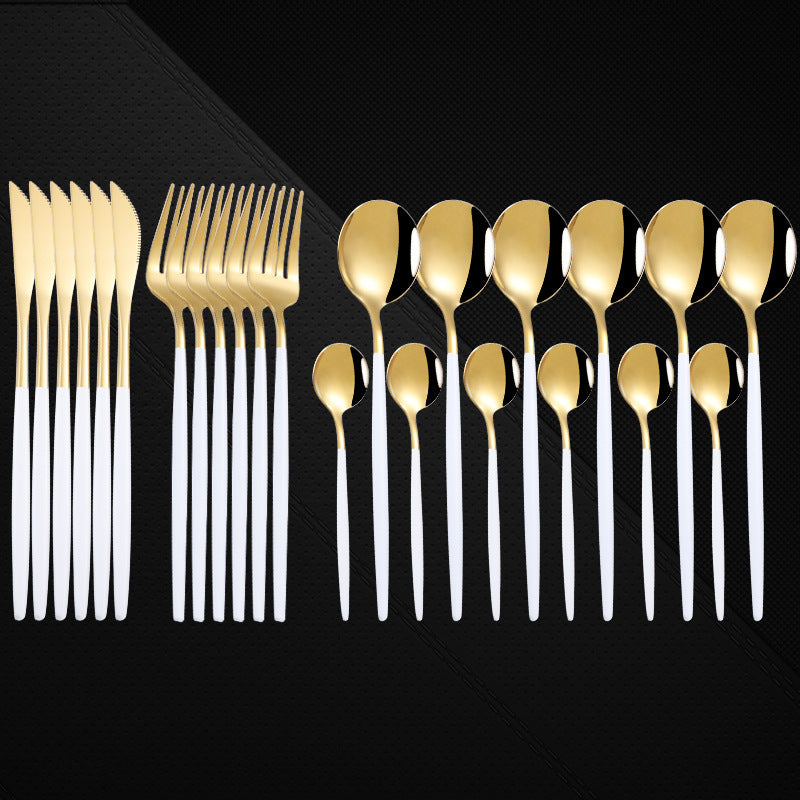 Stainless Steel 24 Pieces Set Spoon And Fork Western Cutlery
