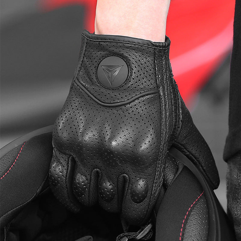 Gants de moto en cuir et carbone pour hommes et femmes