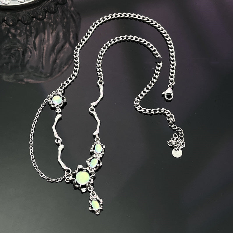 Original Niche Design Drop Moonstone Chain Necklace