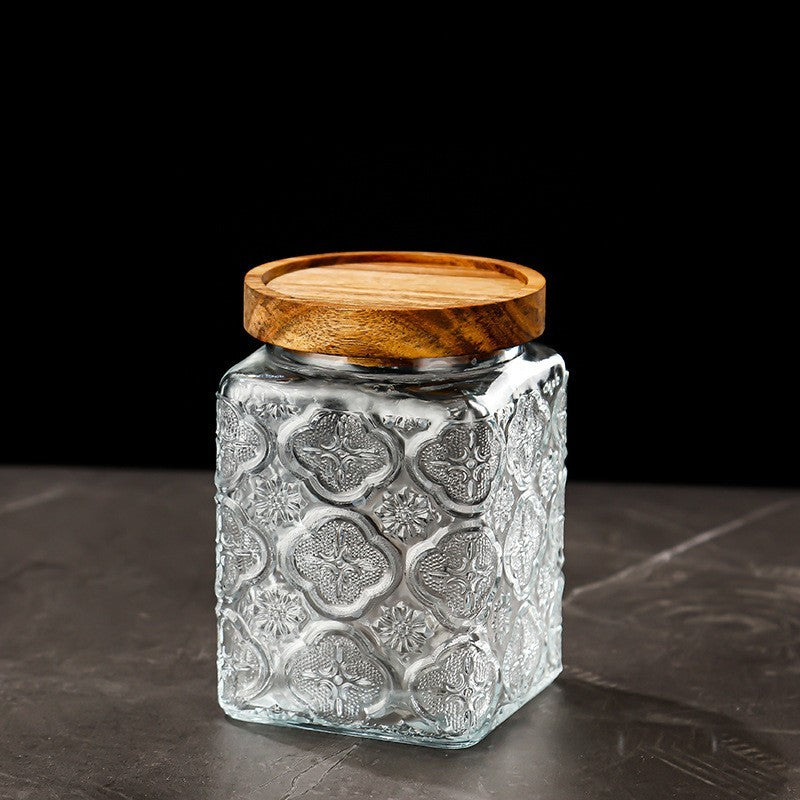 Vintage Crabapple Flower Glass Sealed Jar Candy Snack Storage Jar