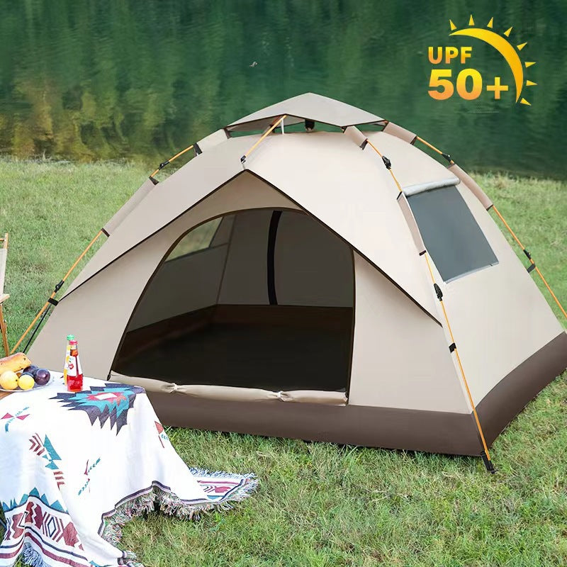 Tente d'extérieur portable et pliable, anti-UV, sans installation, avec brosse argentée