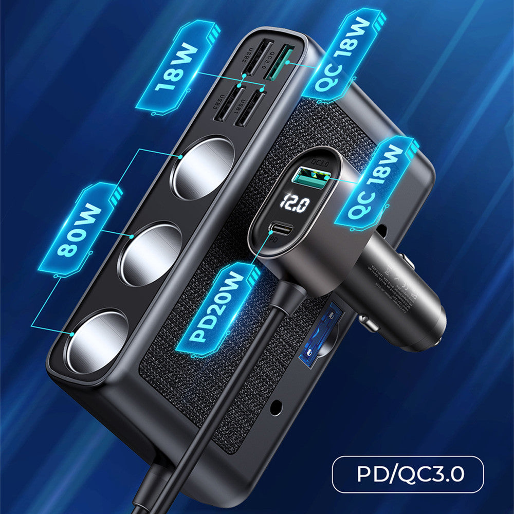 Digital Display 5USB High-power PD Car Charger