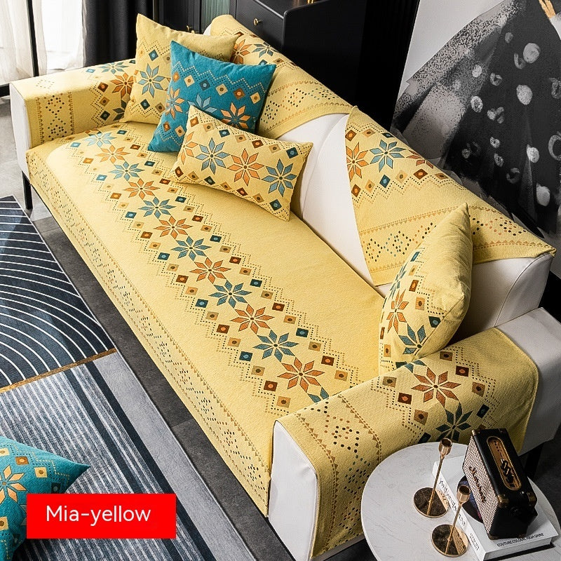 Coussin de canapé bohème universel quatre saisons en chenille antidérapante