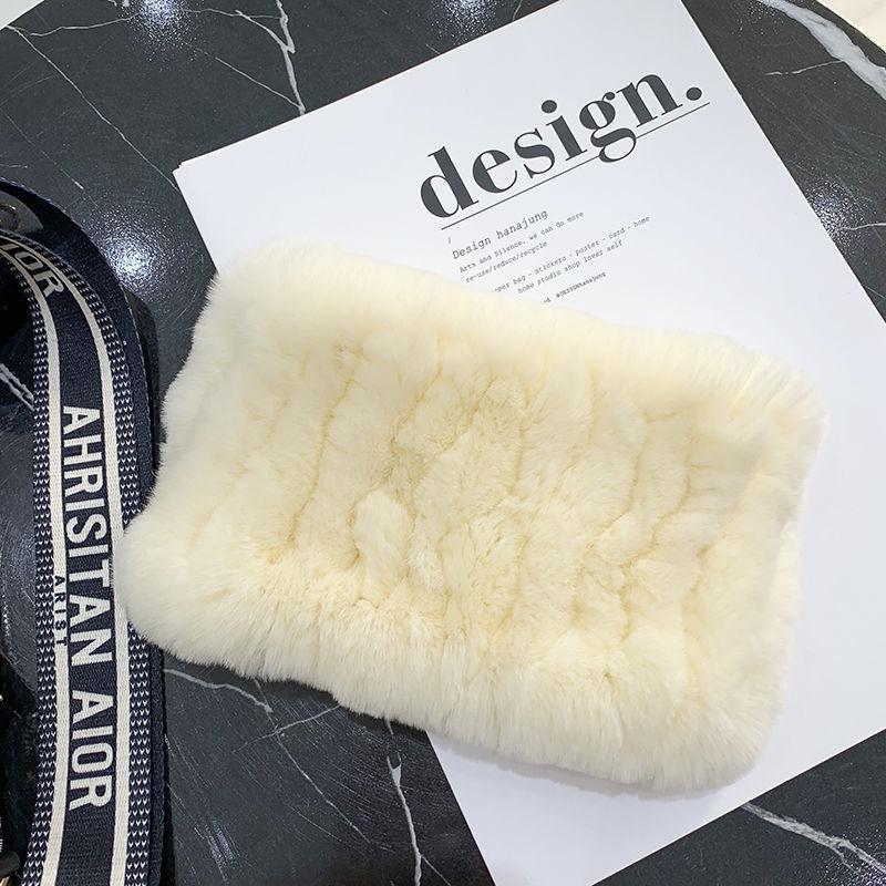 Rex Rabbit Fur Bandana Women's Winter Elastic Net Scarf Hair Band Wild Grass Plush Headband Children's Scarf