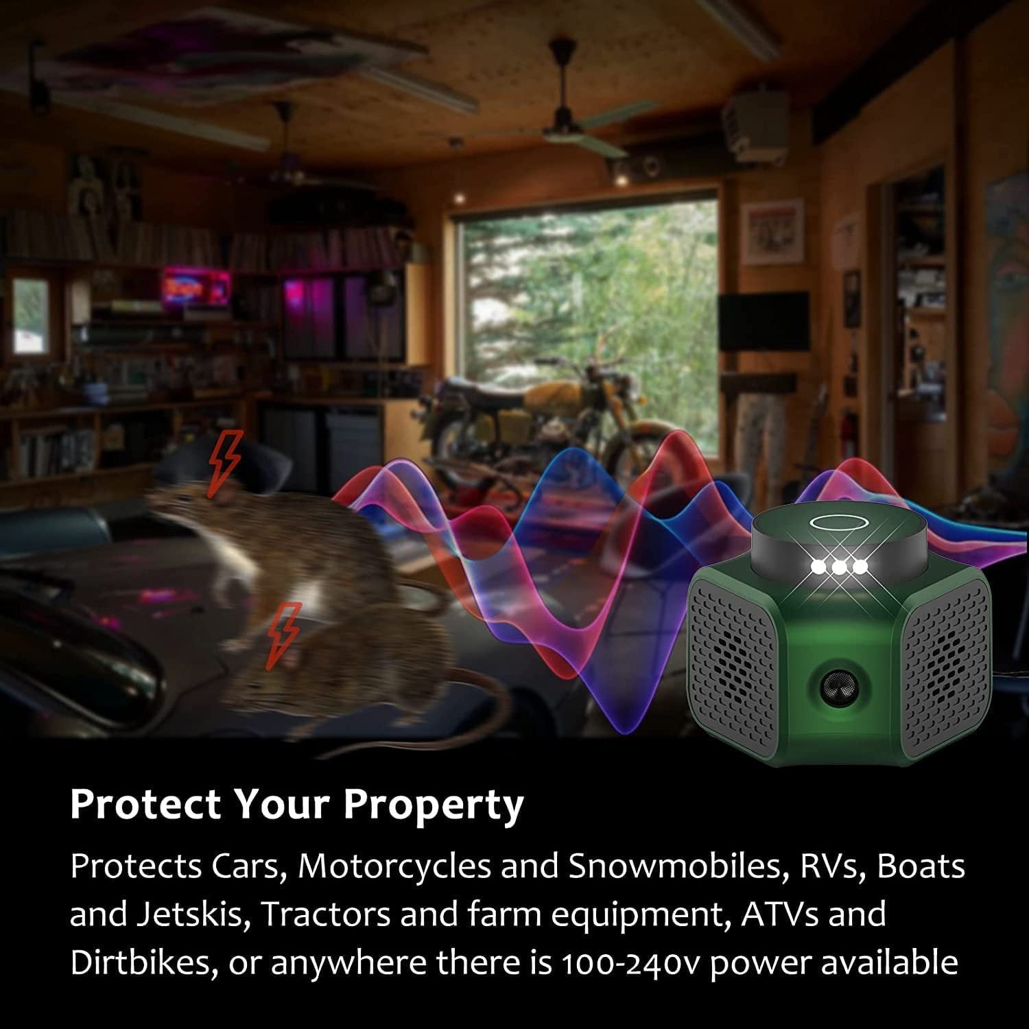 360 Degrees Animal Repeller Multi-function Double Horn Frequency Conversion Ultrasonic Mouse Expeller