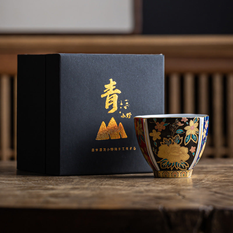 Enamel Color In Chinese Antique Style Gold And Silver Measure Master Cup Porcelain Kung Fu Tea Set Tea Cup