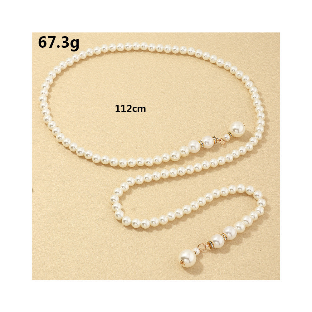 Fashion Pearl Thin Waist Chain Ladies Dress All-match Belt Long Skirt Decoration Elastic