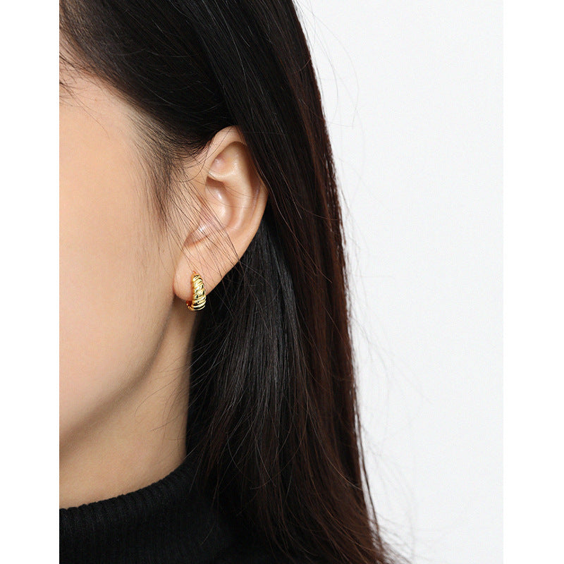 SS925 Sterling Silver Versatile Twill Twist Quality Earrings Women