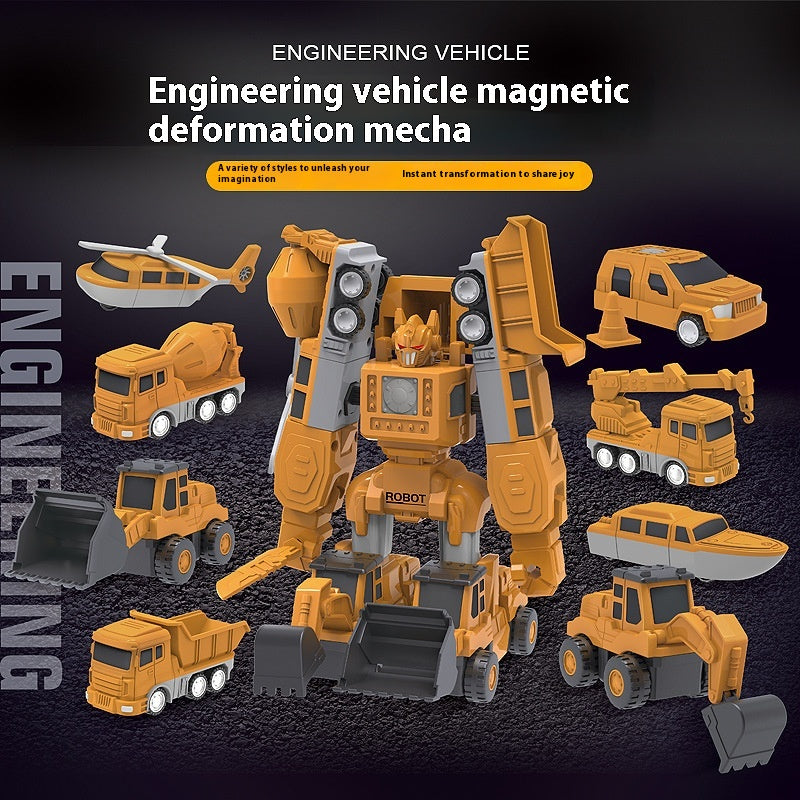 Children's Magnetic Deformation Engineering Vehicle Magnetic Toy