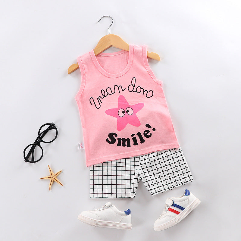 Clothes For Babies Suspenders Cotton Sleeveless Two-piece Suit