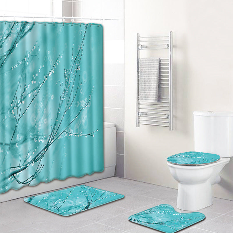 Shower Curtain Bathroom Anti-slip Mats Four-piece Set