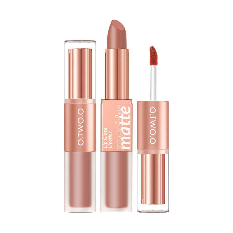Lip Gloss Nude Café Lacté Ambré Citrouille Cannelle Thé au Lait Rouge à Lèvres Double Tête