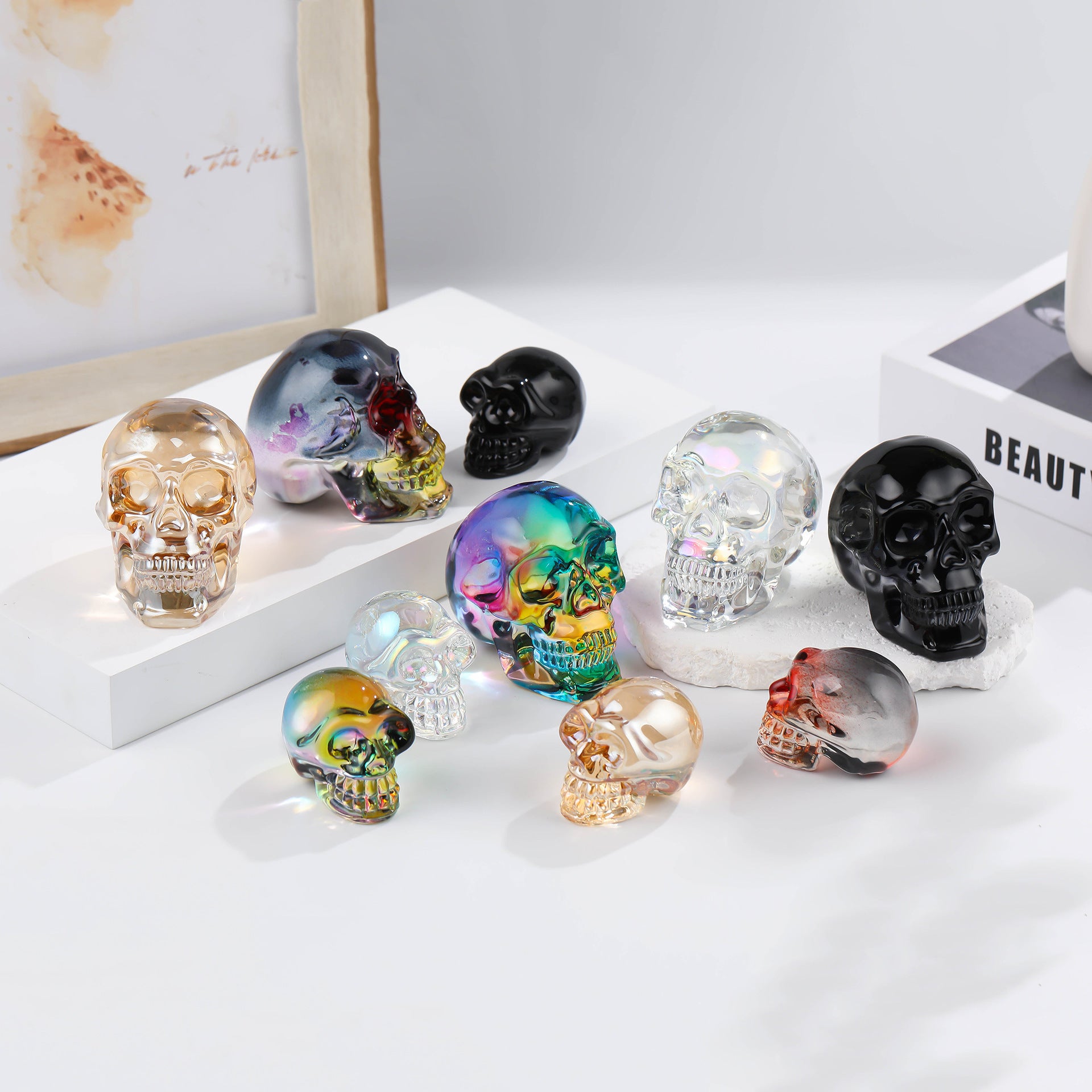Colorful Skull Crystal Decorative Crafts Living Room Home Ornaments