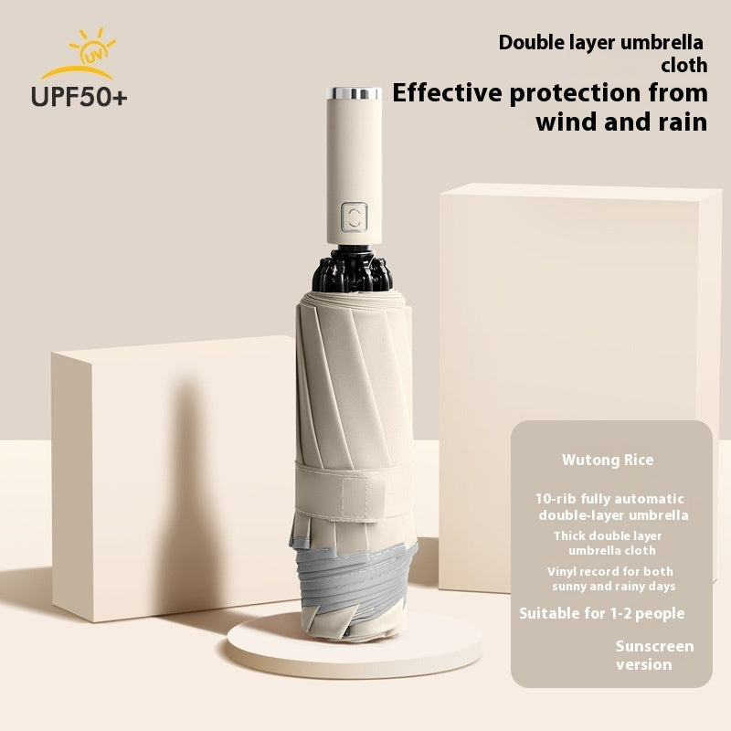 10-bone Automatic Vinyl Double-layer Reverse Umbrella