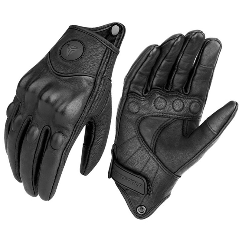 Motorbike Men's And Women's Leather Carbon Cycling Gloves