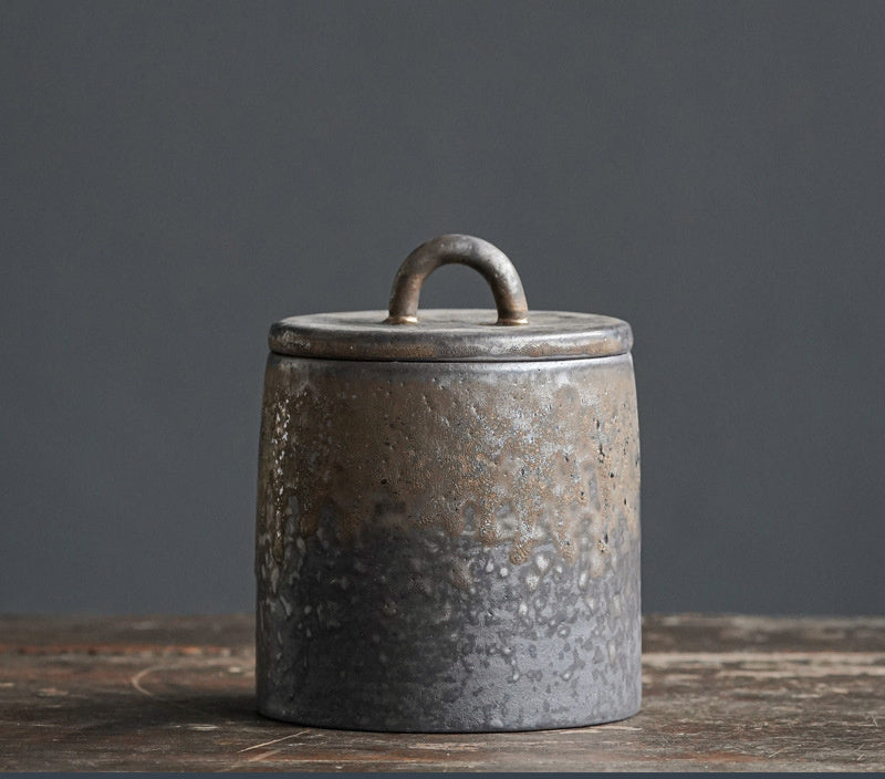Taobei Gilt Black Pottery Tea Storage Jar