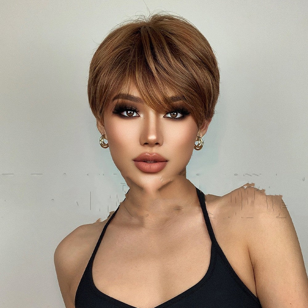 Reversed Style With Six Colors And Short Straight Hair Wig