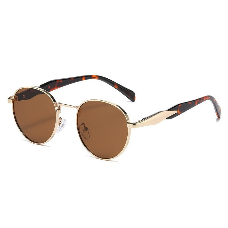 Lunettes de Soleil Rondes en Métal Protection UV pour Femme