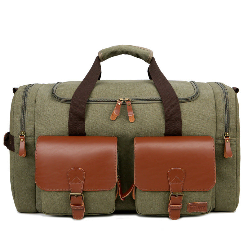 Sac de sport rétro portable en cuir Crazy Horse et toile pour homme