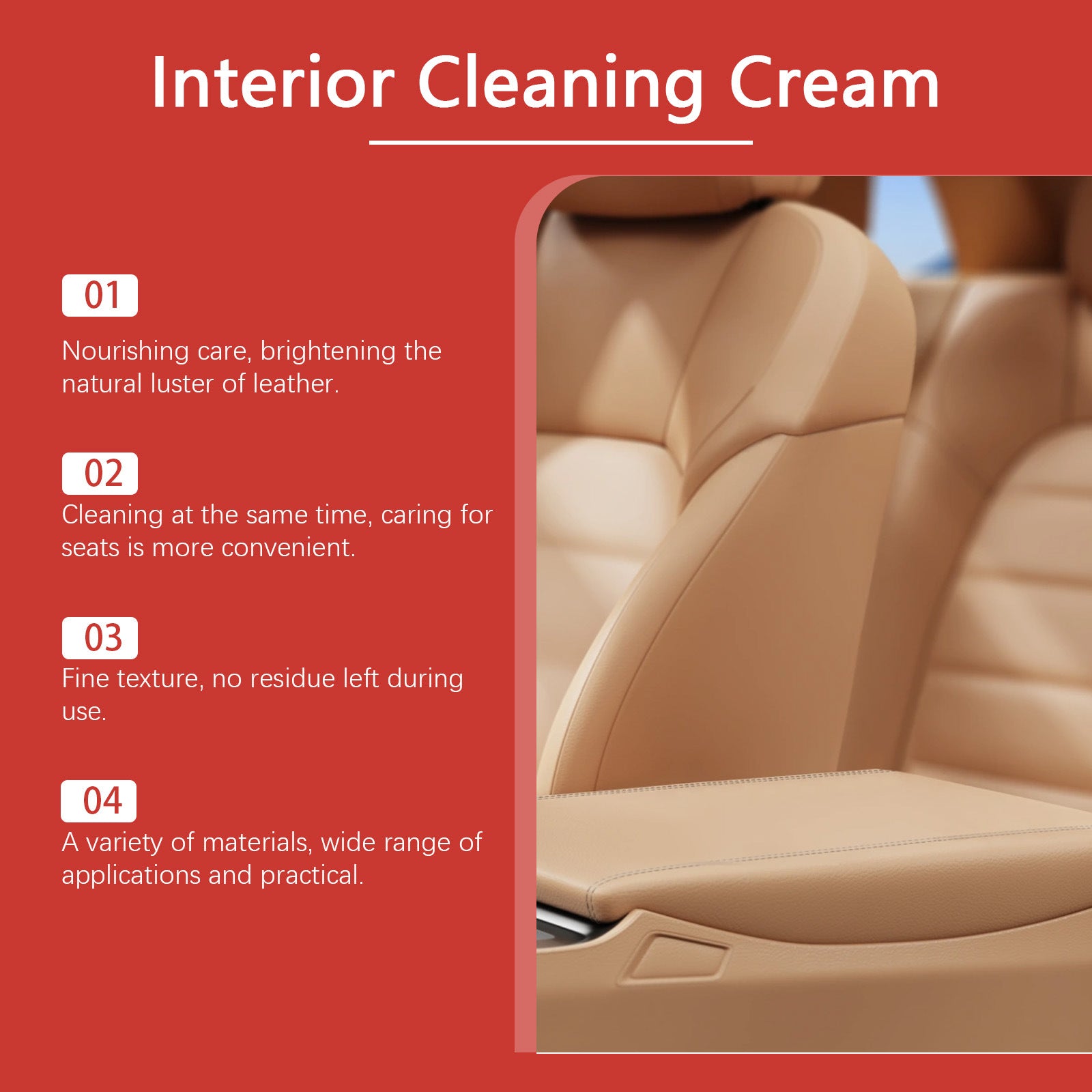 Crème d'entretien intérieur cuir Polissage sièges auto
