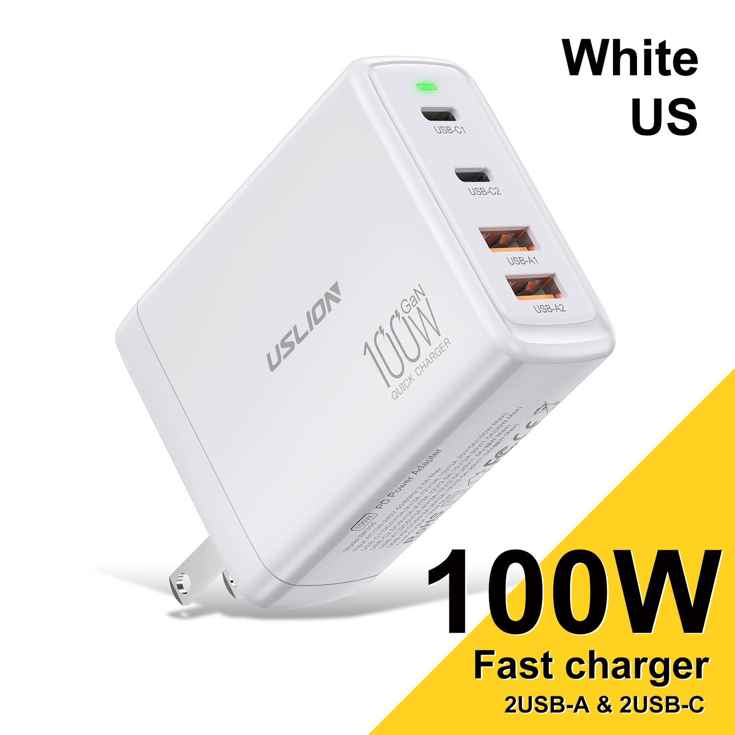 Chargeur à charge rapide 4 ports en nitrure de gallium 100 W