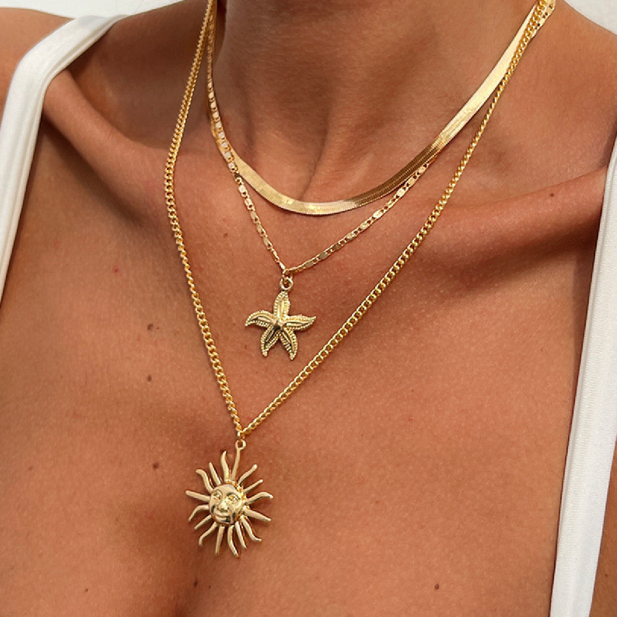 Exaggerated Face Sun Alloy Ring Suit Vacation Beach Geometric Adjustable Ring