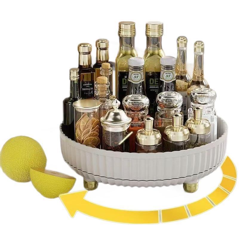 Kitchen Spice Rack Storage Box Rotating Table Multi-function