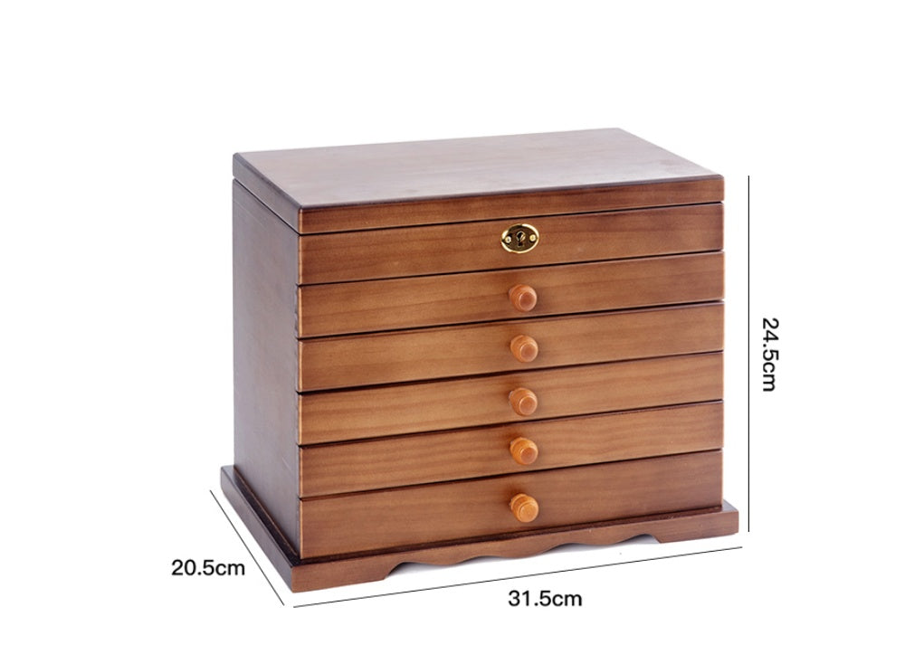 Antique Household Multi-layer Retro Solid Wood Jewelry Storage Box