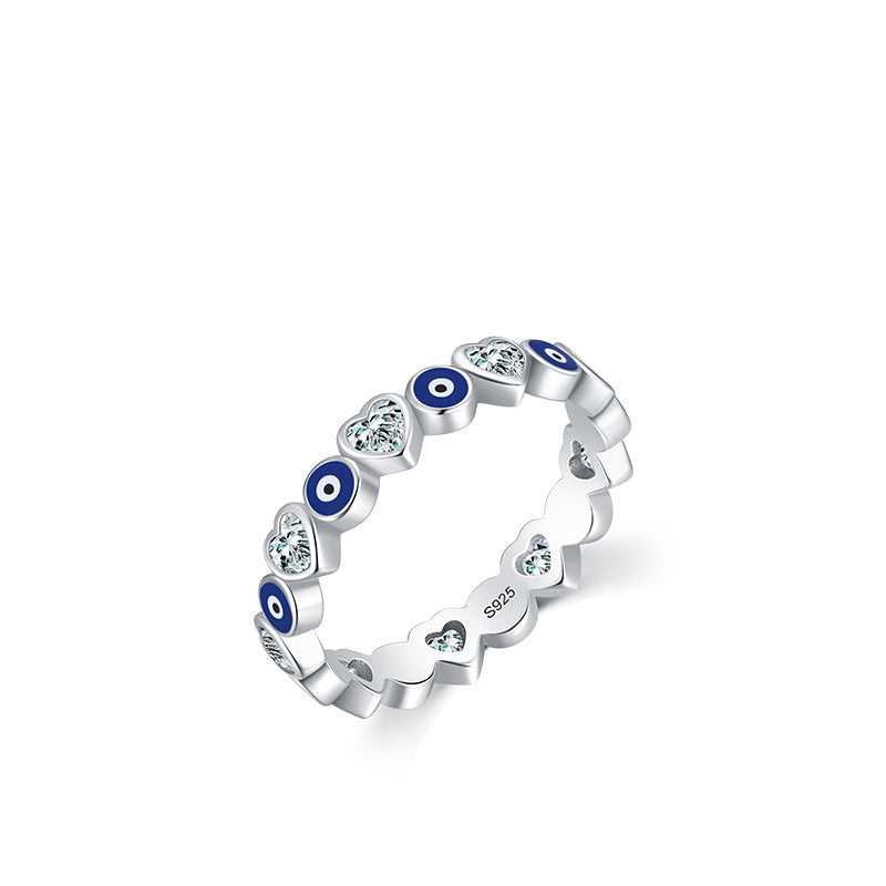 S925 Sterling Silver Heart Zircon Ring