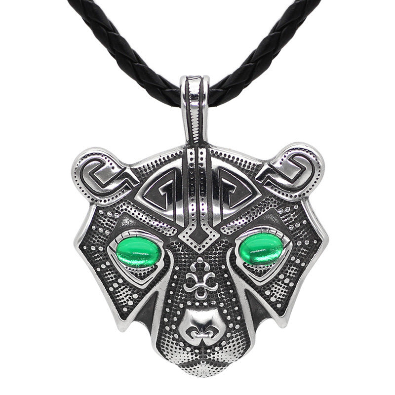 Stainless Steel Nordic Bear Head Titanium Steel Pendant Necklace