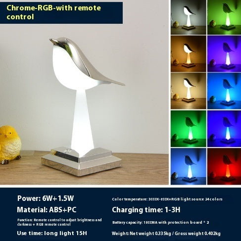 Bedroom Bedside Bird Square Night Light Charging Touch Atmosphere Table Lamp