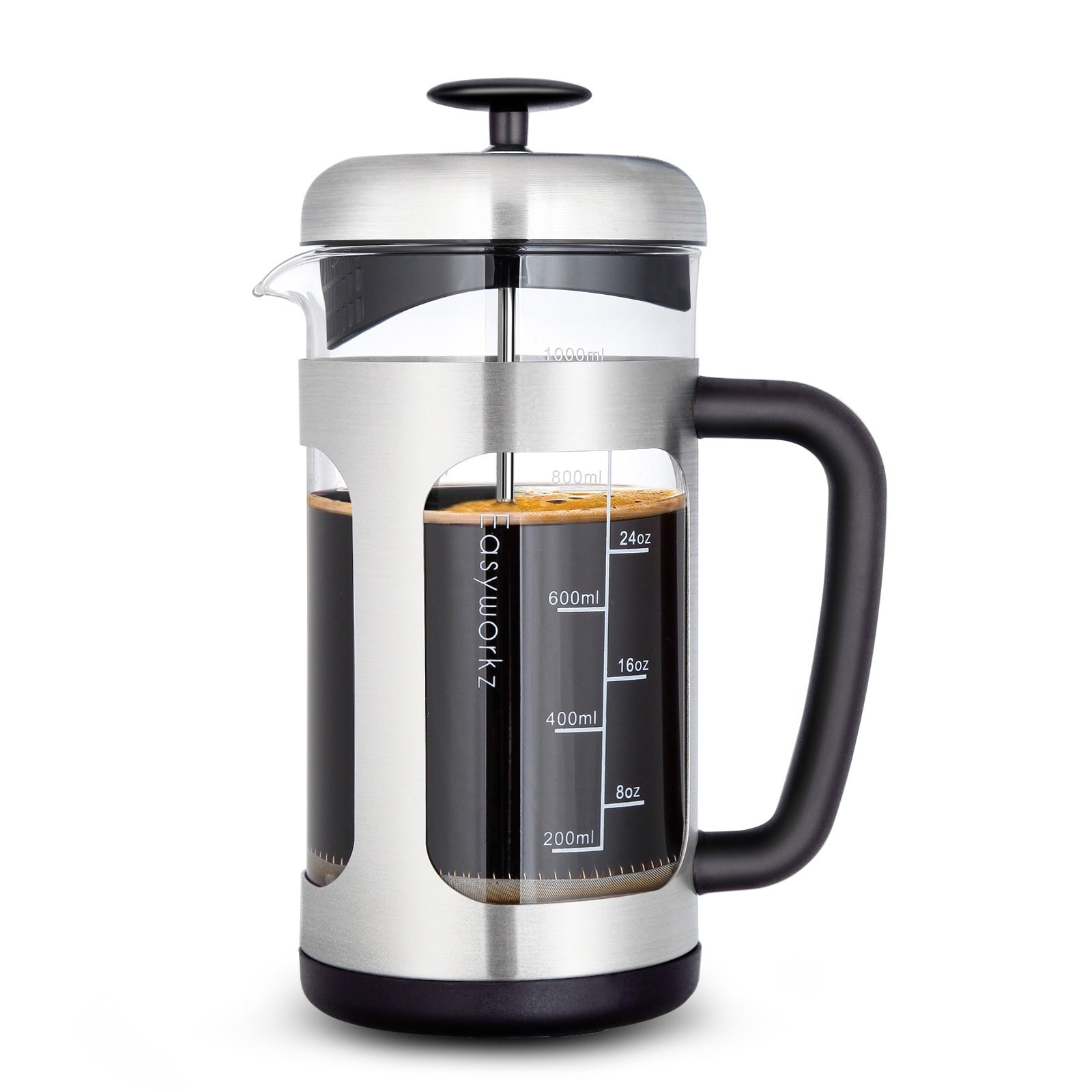 Cafetière à piston en verre avec filtre pour le café et infuseur à thé