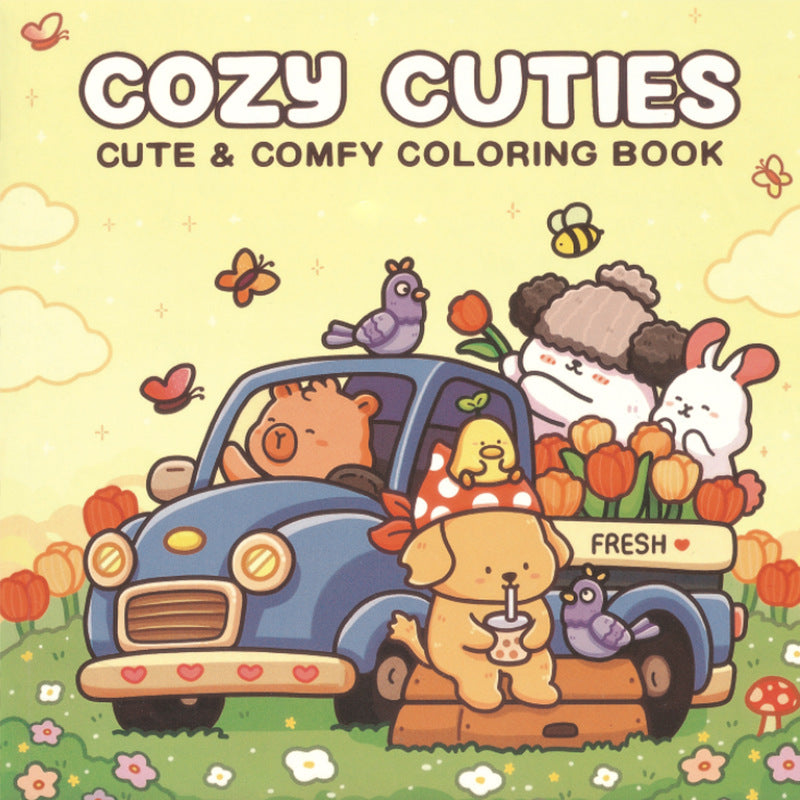 Coloring Book For Adults And Teens Cute Animal Characters Book Easy-to-start Coloring Book